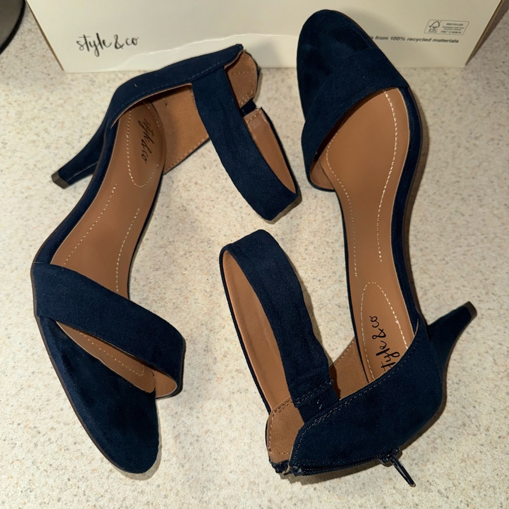 Style & Co. Navy Blue Heeled Sandals - Picture 6 of 7